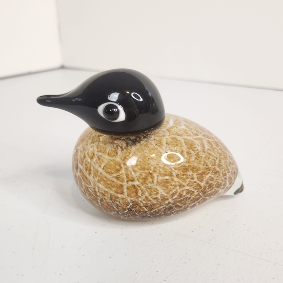 Vintage Other - Vintage Hand Blown Glass Shore Bird Figurine Paperweight Brown Gold Speckles